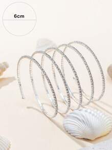 1入組單顏色女士每天穿戴水鑽手環 - 銀色 - 查看 4