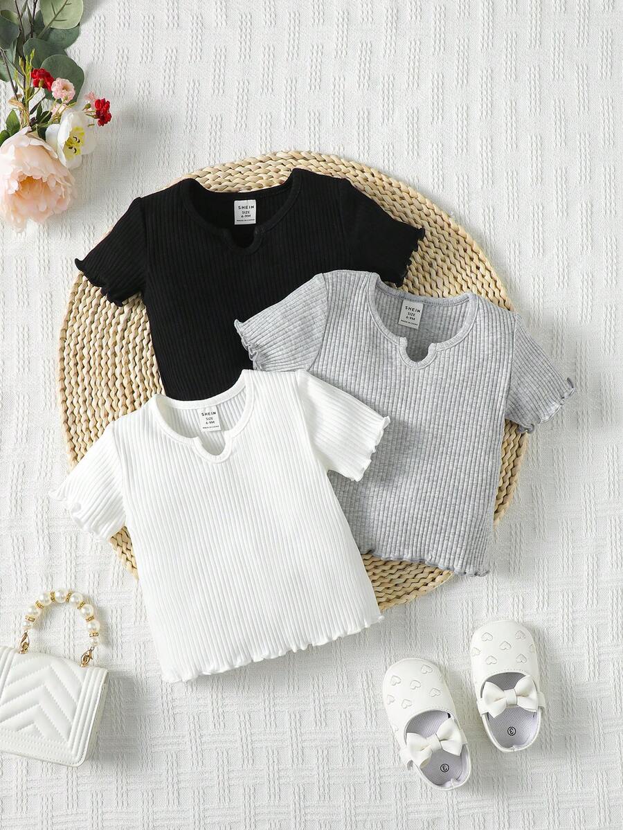 Tops em bé Xù nhỏ Gân đan màu trơn - Nhiều màu - Xem 1