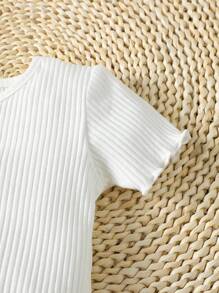 Tops em bé Xù nhỏ Gân đan màu trơn - Nhiều màu - Xem 4