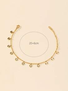 Pulsera tobillera con accesorio de flor - Amarillo Oro - Ver 3