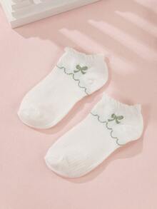 1雙女士蝴蝶結圖案時尚短襪 - 彩色 - 查看 2