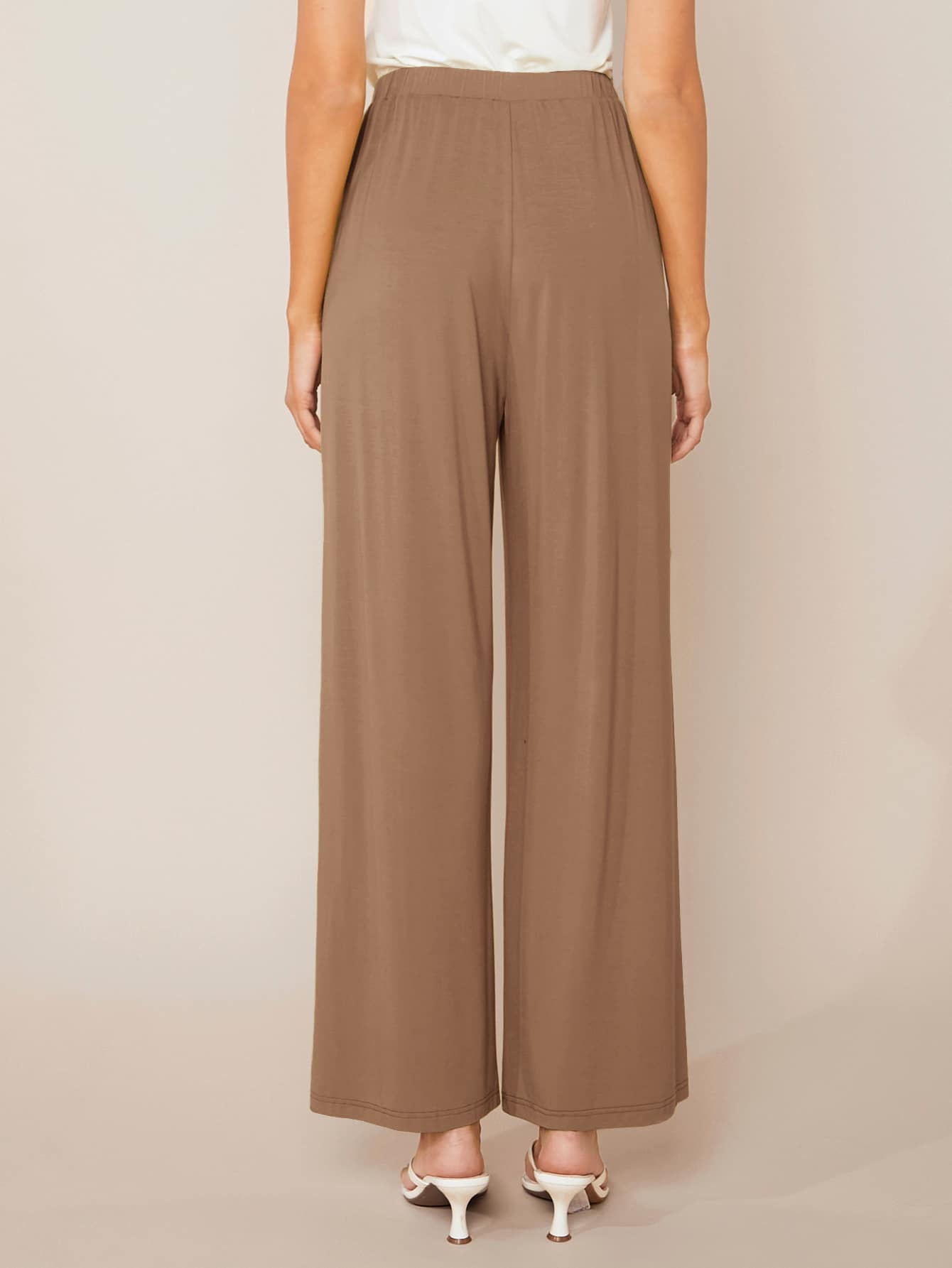 SHEIN BASICS Pantalones rectos unicolor - Marrón Mocha - Ver 2