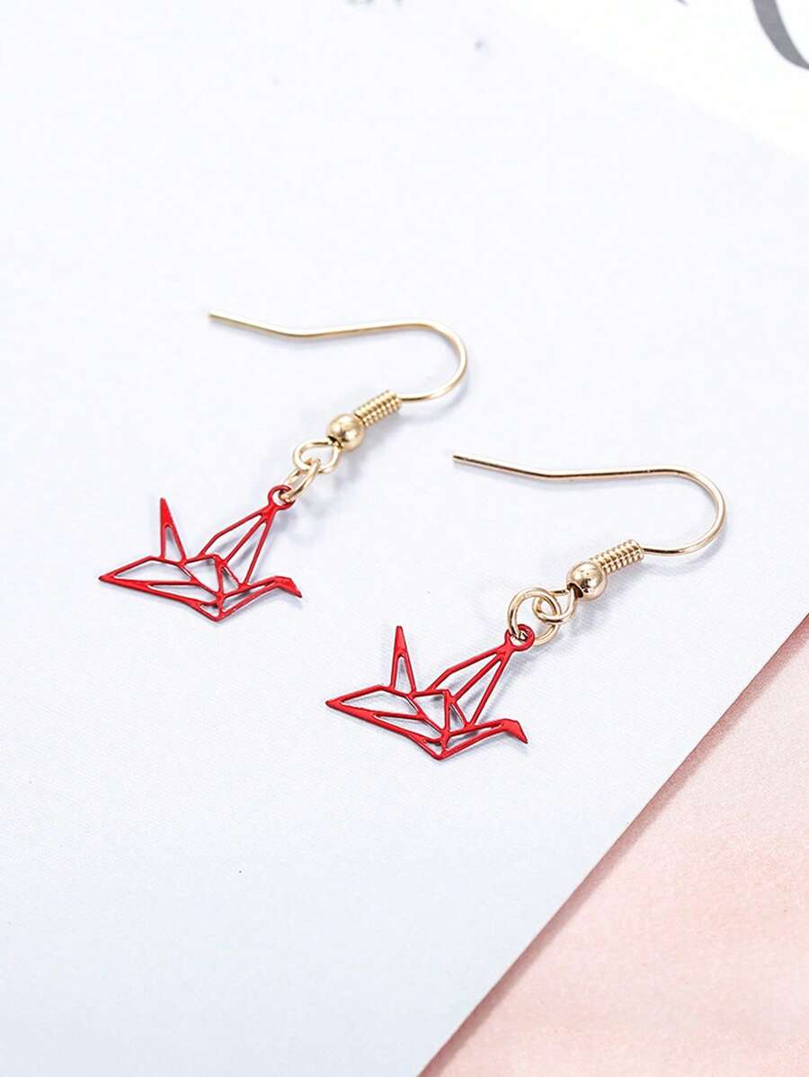 1對千紙鶴耳墜 - 彩色 - 查看 1