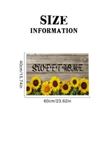Sunflower Print Floor Mat - Multicolor - View 4