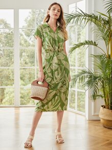 MOTF PREMIUM TROPICAL LINEN VISCOSE DRESS