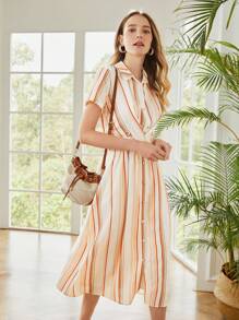 MOTF PREMIUM TWISTED LINEN VISCOSE SHIRT DRESS - Multicolor - View 3