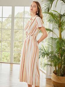 MOTF PREMIUM TWISTED LINEN VISCOSE SHIRT DRESS - Multicolor - View 7