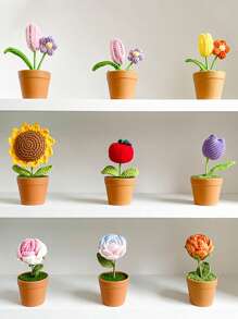 1入組織物裝飾用品現代盆花設計裝飾物件 - 咖啡棕 - 查看 1