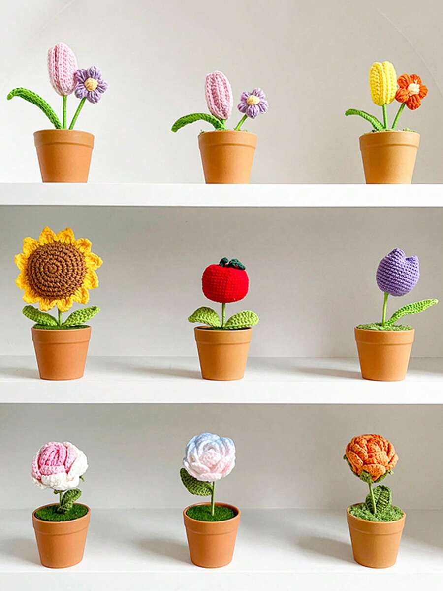 1入組織物裝飾用品現代盆花設計裝飾物件 - 咖啡棕 - 查看 1