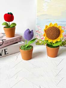 1入組織物裝飾用品現代盆花設計裝飾物件 - 咖啡棕 - 查看 3