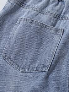 Girls Washed Tapered Jeans - Light Wash - View 5