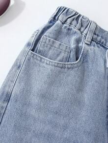 Girls Washed Tapered Jeans - Light Wash - View 6