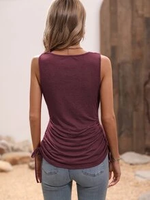 SHEIN LUNE Top tank escote drapeado con cordón lateral - Color caoba - Ver 2