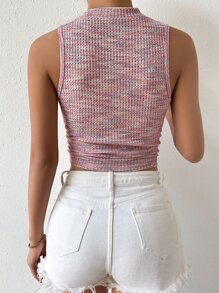 SHEIN ChicEase 段染小高領短款背心 - 彩色 - 查看 2