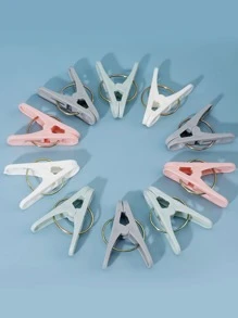 30/50pcs Assorted Plastic Clothespins, Home Windproof Single Small & Large Drying Clips For Hanging Clothes & Bedding - Multicolor - View 3