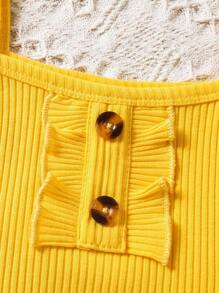 SHEIN Đầm bé gái Nút viền lá sen Rau quả Dễ thương - Nhiều màu - Xem 5