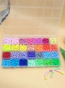 28-Grid Random Color Rainbow 6mm DIY Beading Kit For Bracelet, Necklace, Earring Making, Including Round Pearl Beads, Tools & Gift Box, Suitable For Girls, Children, And Adults