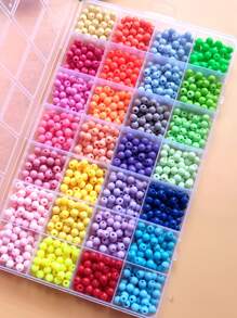 28-Grid Random Color Rainbow 6mm DIY Beading Kit For Bracelet, Necklace, Earring Making, Including Round Pearl Beads, Tools & Gift Box, Suitable For Girls, Children, And Adults