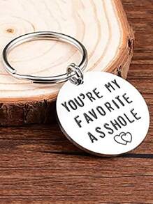 1pc you're my favorite asshole Women Sliver Slogan Đồ họa Vòng quyến rũ Móc khóa để đi học, Vòng tròn đồ họa Móc khóa thông thường quyến rũ, Vòng chìa khóa cho xe hơi, Trang trí túi xách, quà tặng - Bạc - Xem 1