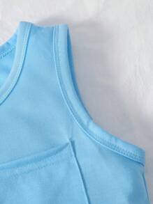 SHEIN Bộ thời trang bé trai Túi Sọc Giải trí - Màu xanh lam - Xem 4