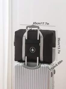 1pc Letter Patch Decor Travel Storage Bag For Travel - Black - View 2