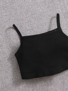 SHEIN Baby Girl Cami Top & Paperbag Waist Belted Shorts - Army Green - View 3