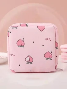1pc Portable Sanitary Napkin Storage Bag, Modern Peach Pattern Sanitary Napkin Storage Bag For Home For Travel Storage Bag,Makeup Bag,Cosmetic Bag,Vacation Organizer,Large Capacity Makeup Organizer Makeup Case, For Lipstick, Brush, Skincare, Mobile Phone, Coin, Small Items, For Home,Gift,Vacation And Festival Halloween Christmas Multifunctional Use,Boho Vibes