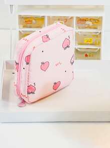 1pc Portable Sanitary Napkin Storage Bag, Modern Peach Pattern Sanitary Napkin Storage Bag For Home For Travel Storage Bag,Makeup Bag,Cosmetic Bag,Vacation Organizer,Large Capacity Makeup Organizer Makeup Case, For Lipstick, Brush, Skincare, Mobile Phone, Coin, Small Items, For Home,Gift,Vacation And Festival Halloween Christmas Multifunctional Use,Boho Vibes