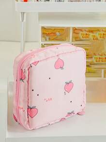 1pc Portable Sanitary Napkin Storage Bag, Modern Peach Pattern Sanitary Napkin Storage Bag For Home For Travel Storage Bag,Makeup Bag,Cosmetic Bag,Vacation Organizer,Large Capacity Makeup Organizer Makeup Case, For Lipstick, Brush, Skincare, Mobile Phone, Coin, Small Items, For Home,Gift,Vacation And Festival Halloween Christmas Multifunctional Use,Boho Vibes