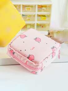 1pc Portable Sanitary Napkin Storage Bag, Modern Peach Pattern Sanitary Napkin Storage Bag For Home For Travel Storage Bag,Makeup Bag,Cosmetic Bag,Vacation Organizer,Large Capacity Makeup Organizer Makeup Case, For Lipstick, Brush, Skincare, Mobile Phone, Coin, Small Items, For Home,Gift,Vacation And Festival Halloween Christmas Multifunctional Use,Boho Vibes