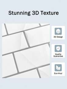 Carrelage mural auto-adhésif blanc brillant 3D Métro pour dosseret de cuisine, sticker mural, décalcomanie, décalque en vinyle pour décorations de maison, articles de décoration printanière pour rafraîchir votre maison, autocollants de décoration Rama