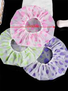 1pc PEVA Shower Cap, Modern Polka Dot Pattern Waterproof Shower Cap For Bathroom Home Bathroom Decor Fall Decor Back To School - Pink - View 2