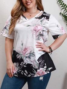 Áo thun Plus size Cắt ra Hoa Thực vật Giải trí - Nhiều màu - Xem 6