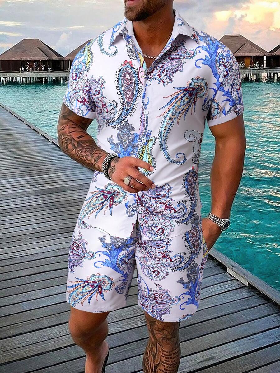 Manfinity RSRT Bộ hai mảnh Nam Dây kéo Paisley Boho - Nhiều màu - Xem 1