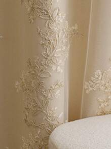 1 tấm rèm cửa phòng khách cách nhiệt chặn sáng thêu, thiết kế tối giản hiện đại - Màu be - Xem 5