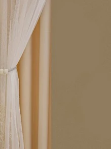 1 tấm rèm cửa phòng khách cách nhiệt chặn sáng thêu, thiết kế tối giản hiện đại - Màu be - Xem 7