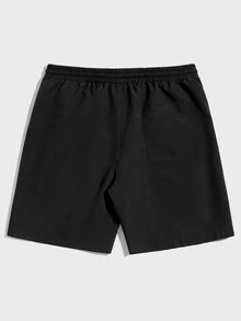 Manfinity RebelGame Men Slogan Graphic Drawstring Waist Shorts - Black - View 2