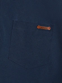 GENTILAND Men Letter Patched Detail Shirt Without Tee - Navy Blue - View 4