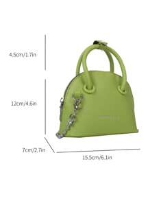 Mini Dome Bag Litchi Embossed Letter Graphic - Green - View 3