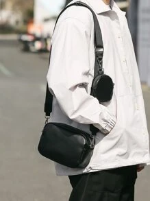 Small Square Bag Solid Colour With Coin Purse - Black - View 2