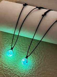 ATLVXJL 2入組/套情侶夜光球吊墜項鏈 - 彩色 - 查看 2