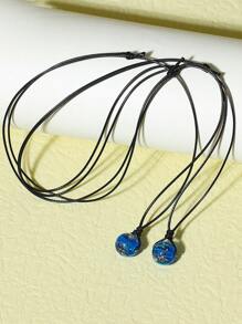 ATLVXJL 2入組/套情侶夜光球吊墜項鏈 - 彩色 - 查看 4