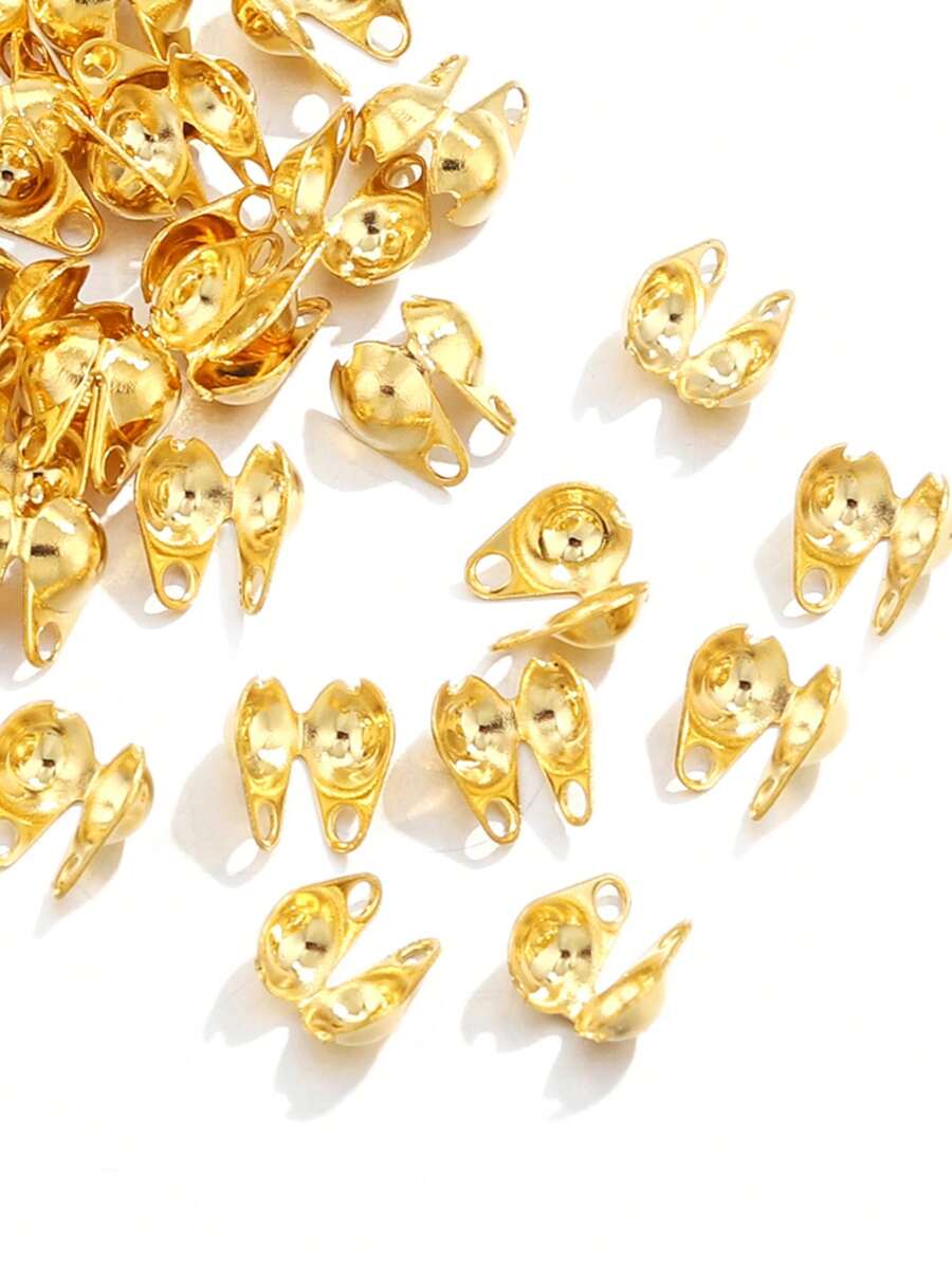 50入組/套時尚不銹鋼馬嘴夾和定位口適合女士DIY首飾製作 - 金黃色 - 查看 1