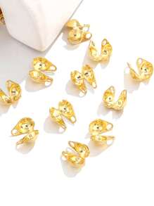 50入組/套時尚不銹鋼馬嘴夾和定位口適合女士DIY首飾製作 - 金黃色 - 查看 2