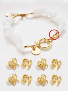 50入組/套時尚不銹鋼馬嘴夾和定位口適合女士DIY首飾製作 - 金黃色 - 查看 5