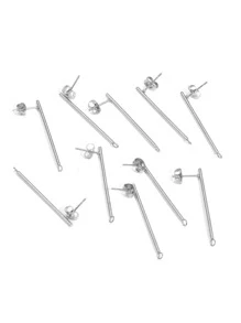 10 Pcs Stainless Steel Earrings Fittings Cylindrical Stud Earrings Pendant Connector for DIY Jewellery Accessories Earrings