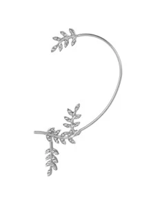 Bông tai hợp kim kẽm quyến rũ Rhinestone Lá trang trí bông tai cho phụ nữ cho bữa tiệc - Bạc - Xem 3