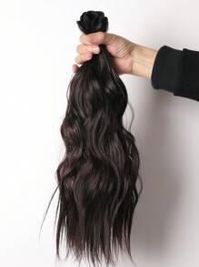 4pcs Clip In Medium Curly Synthetic Hair Extension - Brown - View 3