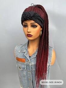 Long Braided Synthetic Wig With Headband - Ombre - View 2