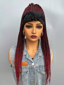 Long Braided Synthetic Wig With Headband - Ombre - View 5